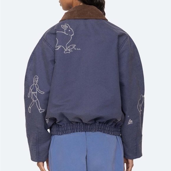 Sea NY New York Demi Jacket - Embroidered Blue Bomber M - Picture 3 of 11